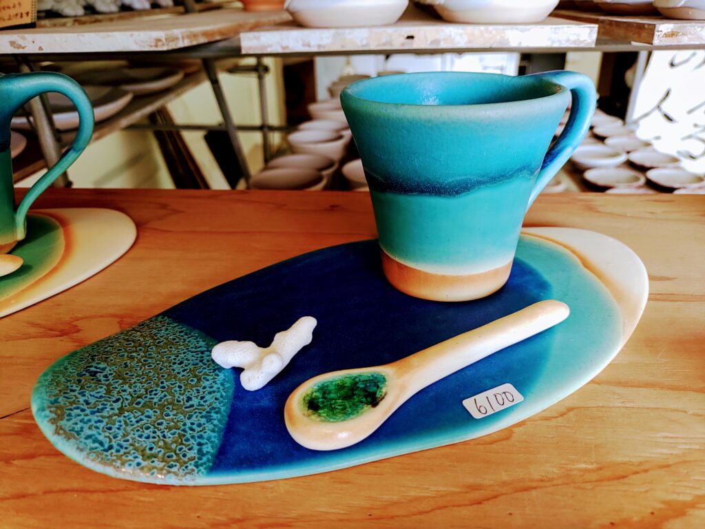 うるま陶器　サーフモデルティーカップセット　やちむん焼　沖縄